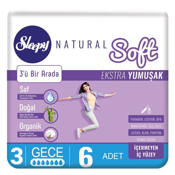 Photo de Sleepy Natural Soft Extra Soft Night (6 serviettes)